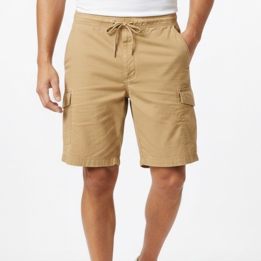 J. Crew Mens Cargo Board Shorts Beige Khaki Cotton Drawstring Walking Size 40